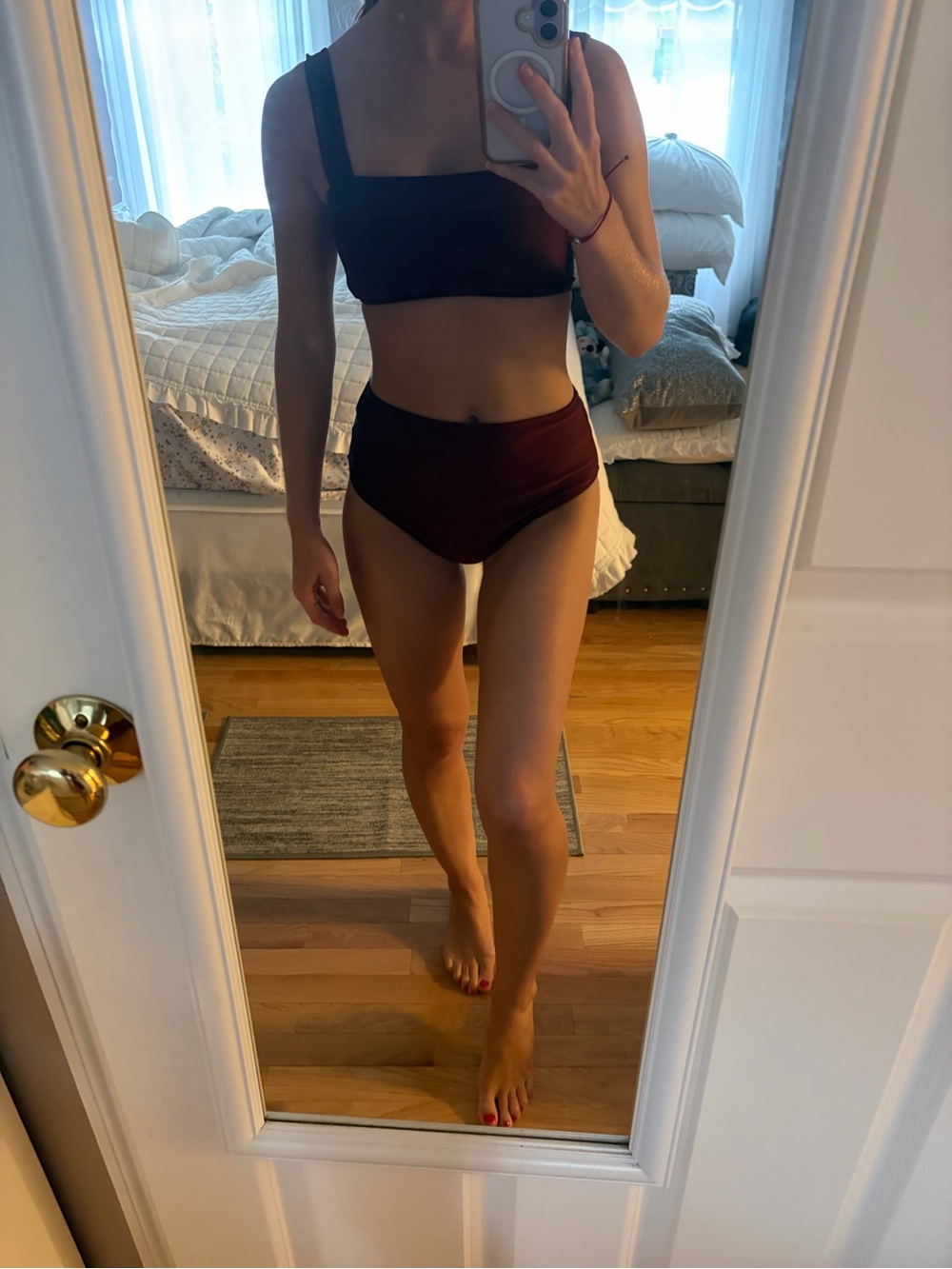 Forever 21 Burgundy Square-Neck Bandeau Bikini Set